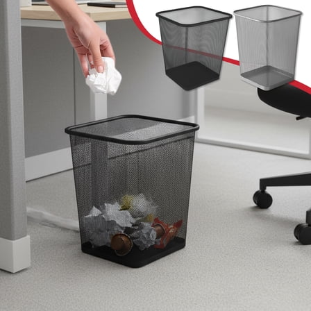 Wrought Iron Trash Can Metal Mesh Round Garbage Can 30x23x18cm Small Trash Bin for Bathroom Bedroom Office Kitchen,Black 1Pcs JASKFLY