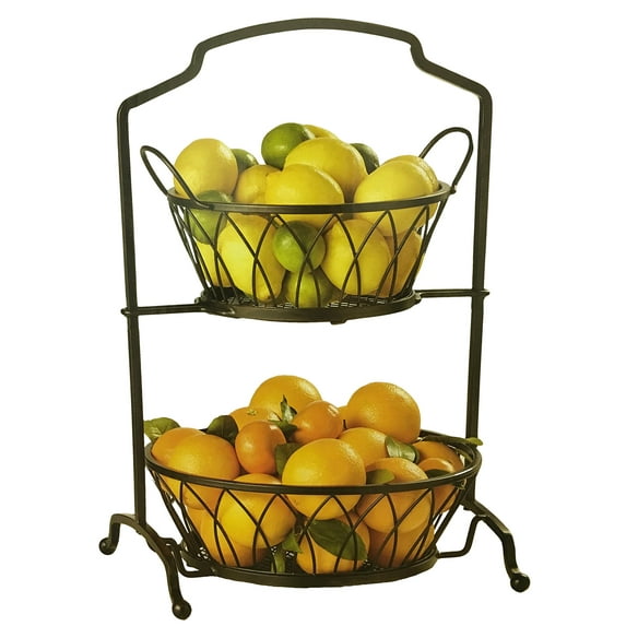 Wrought Iron Two Tier Buffet Stand or Food Storage Stand With Removable Baskets