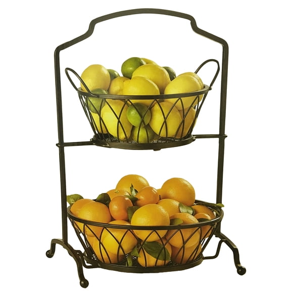 Wrought Iron Two Tier Buffet Stand or Food Storage Stand With Removable Baskets