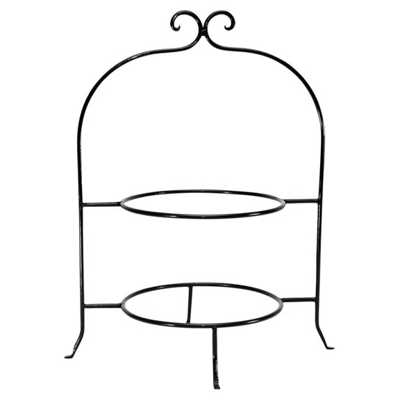 Wrought Iron Two Tier Plate Rack, 8 Inch Diameter Rings-17.5 Inches High