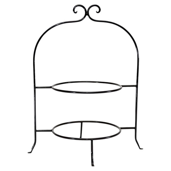 Wrought Iron Two Tier Plate Rack, 8 Inch Diameter Rings-17.5 Inches High