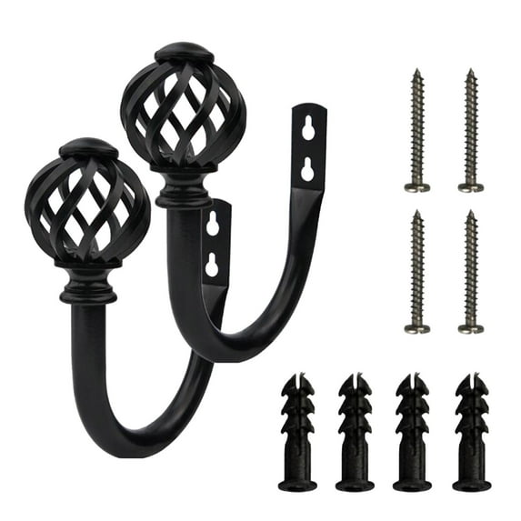 Wrought Iron U Shaped Curtain Hook 12 Pack Window Decoration Straps for Drapes Shower Bathroom Accessories Black Metal Hangers