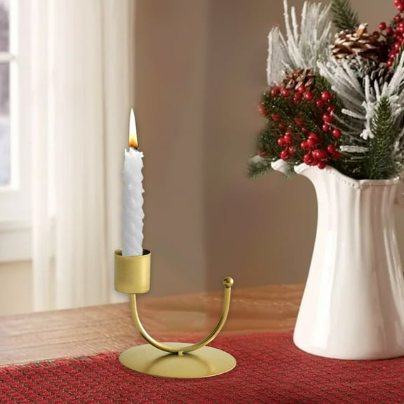 Wrought Iron U-Shaped Double-Headed Candlestick, Scandinavian Luxurious Dining Table Decorative Ornament