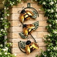 thumbnail image 1 of Wrought Iron Wall Decor, Garden Art, Outdoor Metal Flowers and Butterflies, Flower & Insect Wall Hanging for Patio, Balcony, Courtyard, Kids Room, Red and Yellow, 1 of 6
