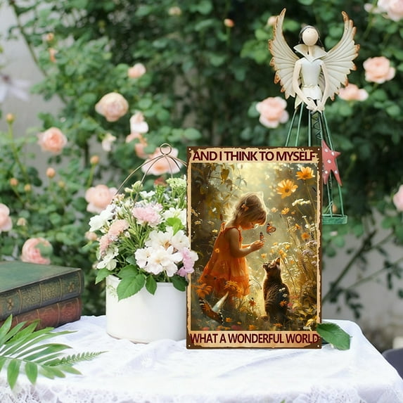 Wrought Iron Wall Hanging Art, Metal Sheet Decor with Weather Resistant Finish, Retro Style Indoor Outdoor Wall Art for Living Room and Office(A)