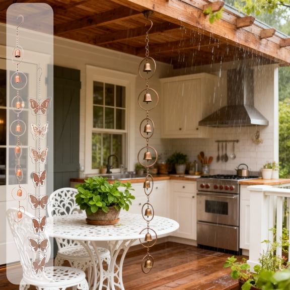 Wrought Iron Wind Chime Butterfly Garden Art, Outdoor Metal Patio Decor for Front Door Welcome, Unique Holiday Gift for Family Gathering, Metal Crafts for Home Setting and Seasonal Akmoler