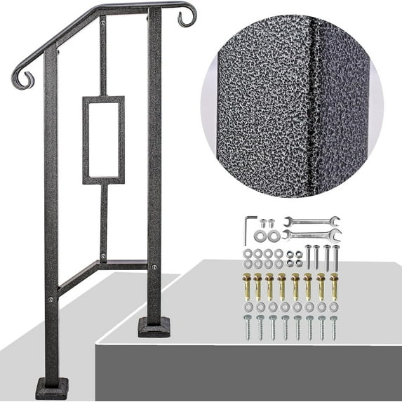 Wrought Mattle Iron Outdoor Handrails - Concave & Convex Texture, Heavy ...
