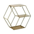 thumbnail image 1 of Wrought Shelf Rack Sofa Background Wall Decoration Metal Wall Hanging Decor Hexagon Floating Wall Shelf - golden, 1 of 7