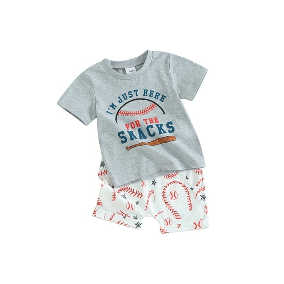 Wrrkayly Boy Shorts Set Letter Print Short Sleeve T-Shirt Baseball Shorts