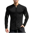 thumbnail image 1 of Wrtxtat Athletic Full Zip Jacket Autumn Breathable Lightweight Waterproof Athletic Top Crew Neck Sports Long Sleeves Slim Fit Outerwear Black XXL, 1 of 5