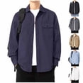 thumbnail image 1 of Wrtxtat Button Down Shirts for Men Lapel Long Sleeve Solid Color Shirts with Chest Pocket Cotton Cozy Stretch Soft Regular Fit Work Shirts Blue L, 1 of 7