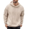 thumbnail image 1 of Wrtxtat Cable Knit Sweater for Men Autumn Warm Casual Drawtrings Hooded Pullover Sweater Relaxed Fit Crewneck Jacquard Long Sleeve Tops White XS, 1 of 9