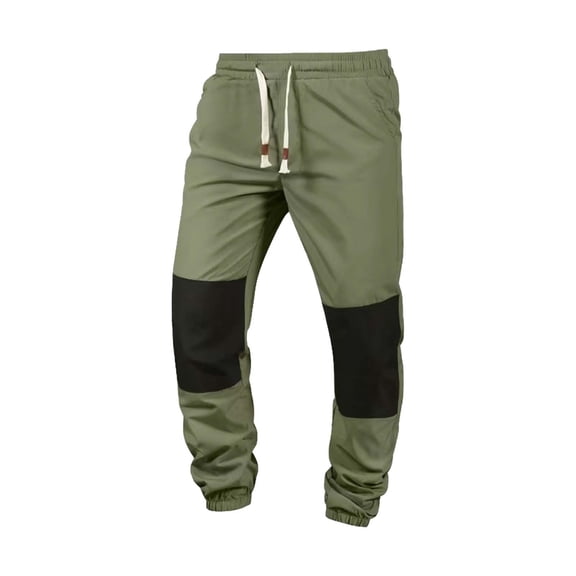 Wrtxtat Chino Joggers for Men Fashion Colorblock Tapered Trousers with Pockets Elastic Waist Drawstrings Sweatpants Green S