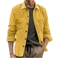 thumbnail image 1 of Wrtxtat Corduroy Button Down Shirts for Men Autumn Lightweight Vintage Style Top with Pockets Casual Solid Color Long Sleeves Shirt Yellow L, 1 of 3