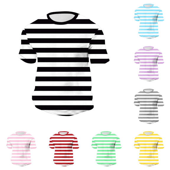 Wrtxtat Crewneck Tshirt for Men Waffle Knit Short Sleeve Tee Tops Striped Color Tee Shirt Lightweight Stretchable Lounge Athleisure Basic Tops Big and Tall Black XL