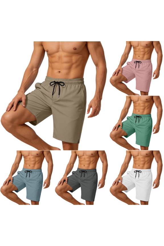 Elatic Waist Shorts for Men Summer Sporty Athletic Running Trainning Gym Shorts with Built-In Mesh Liner Waterproof Shorts Pink XXL