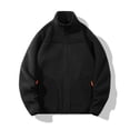thumbnail image 1 of Wrtxtat Full Zip Fleece Jacket for Men Winter Warm Polar Fleece Long Sleeves Stand Collar Coat Solid Color High Neck Pockets Top Big and Tall Black M, 1 of 7