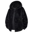 thumbnail image 1 of Wrtxtat Fuzzy Sherpa Jackets for Men Full Zip Heavyweight Hooded Coat with Pockets Fashion Solid Color Winter Outdoor Warm Outerwear Black XXL, 1 of 3