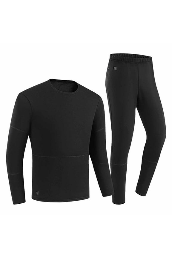 Heated Thermal Underwear for Men USB 3 Control 52 Heating Zones Adjustable Heating Levels Set 2 Pieces Winter Warm Outfit Black XXXL