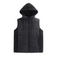 thumbnail image 1 of Wrtxtat Hooded Puffer Vest for Men Casual Solid Color Fleece Full Zip Pockets Winter Midweight Warm Sleeveless Outerwear Jackets Black XXXL, 1 of 7