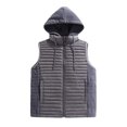 thumbnail image 1 of Wrtxtat Hooded Puffer Vest for Men Casual Solid Color Fleece Full Zip Pockets Winter Midweight Warm Sleeveless Outerwear Jackets Gray XXL, 1 of 7