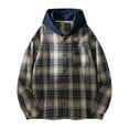 thumbnail image 1 of Wrtxtat Hoodies for Men Plaid Button Down Swetshirt with Pocket Autumn Causal Loungewear Top Midweight Loose Fit Long Sleeve Shirts Khaki XL, 1 of 4