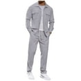 thumbnail image 1 of Wrtxtat Men's 2 Piece Outfit Set Tracksuits Casual Pajama Corduroy Long Sleeve Button Down Shirt Pants Drawstrings Pockets Set Fashion Sweatsuits Gray L, 1 of 4