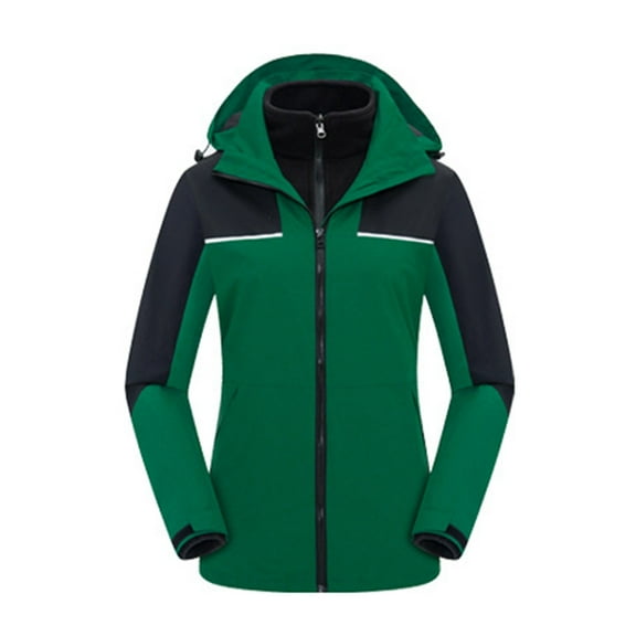 Wrtxtat Men's 3 in 1 Winter Coats Thermal Heavyweight Full Zip Windbreaker with Pockets Detachable Lined Outdoor Drawstrings Hoodie Army Green M