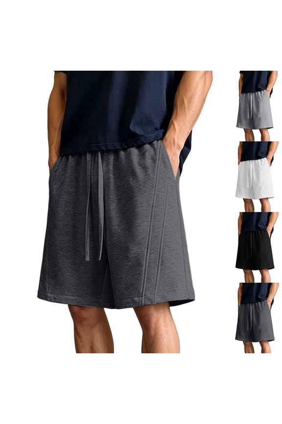 Men's Baggy Sweat Shorts Plus Size Cotton Shorts Lightweight Knee Length Gym Athletic Shorts Professional Runner Summer Shorts with Pockets Dark Gray XL