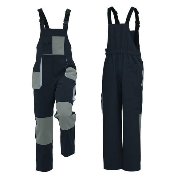 Wrtxtat Men's Bib Overall Colorblock Adjustable Straps Work Utility Jumpsuit with Convenient Tool Pockets Straight Leg Pants Big and Tall Dark Blue XXXXXL