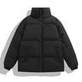 thumbnail image 1 of Wrtxtat Men's Bomber Aviator Jacket Full Zip Mock Neck Windproof Jacket Winter Warm Pockets Outerwear Solid Color Puffer Jacket Big and Tall Black L, 1 of 2