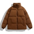 thumbnail image 1 of Wrtxtat Men's Bomber Aviator Jacket Full Zip Mock Neck Windproof Jacket Winter Warm Pockets Outerwear Solid Color Puffer Jacket Big and Tall Coffee M, 1 of 2