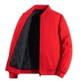 thumbnail image 1 of Wrtxtat Men's Bomber Jackets Winter Heavyweight Warm Cotton Lined Jackets with Pockets Full Zip Mock Neck Windproof Outerwear Red XXXL, 1 of 8