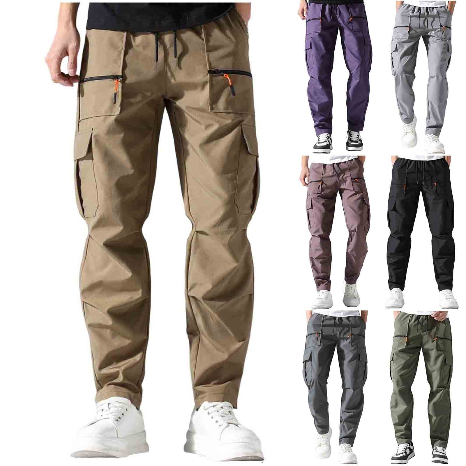 Wrtxtat Men's Cargo Pants Drawstring Sweatpants with Multiple Pockets ...