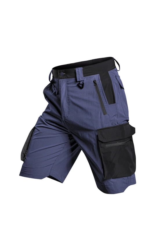 Men's Cargo Work Shorts Utility Ripstop Water Resistant Tool Shorts with Multiple Pockets Knee Length Outdoor Mechanic Construction Shorts Blue L