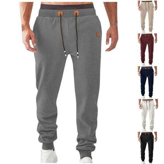 Wrtxtat Men's Casual Cargo Sweatpants Elastic Waist Workout Athletic Jogger Pants with Pockets Tapered Drawstrings Track Pants Gray#02 XXL
