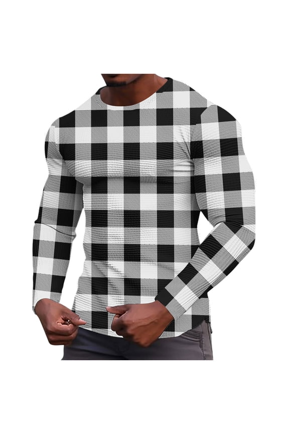 Men's Color Block Sweatshirt Waffle Knit Fleece Pullover Crewneck Casual Lightweight Long Sleeve Slim Fit Patchwork Tops Black S