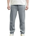 thumbnail image 1 of Wrtxtat Men's Corduroy Sweatpants Casual Warm Elastic Waist Drawstrings Trousers with Pockets Fashion Solid Color Straight Leg Pants Gray M, 1 of 8