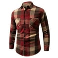 thumbnail image 1 of Wrtxtat Men's Cotton Button-Up Shirts Casual Lightweight Plaid Long Sleeve Shirts with Pockets Turn down Collar Slim Fit Blouse Red XL, 1 of 9