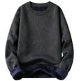 thumbnail image 1 of Wrtxtat Men's Crewneck Sweater Casual Solid Color Loose Fit Pullover Midweight Fleece Lined Warm Sweater Long Sleeve Argyle Tops Dark Gray M, 1 of 5
