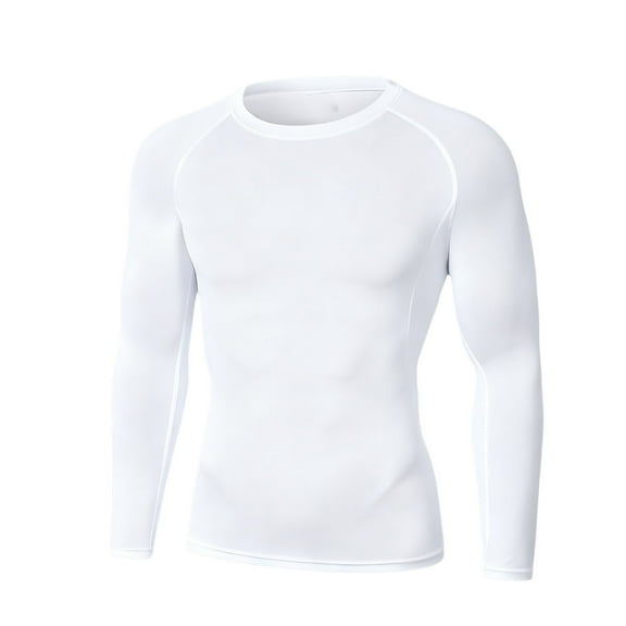 Wrtxtat Men's Crewneck Sweatshirt Lightweight Breathable Solid Color Underwear Top Slim Fit Stretchable Long Sleeve T-Shirt White S