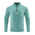 thumbnail image 1 of Wrtxtat Men's Cycling Bike Jersey Slim Fit Quarter Zip Solid Color Pullover Outdoor Trainning Moisture-Wicking Long Sleeve Tee Shirt Green M, 1 of 3