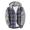 thumbnail image 1 of Wrtxtat Men's Flannel Hoodie Shirts Lightweight Casual Button Down Splicing Plaid Shirt Jackets for Men Long Sleeve Stylish Drawstring Hooded Tops with Pocket Blue XL, 1 of 5