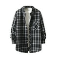 thumbnail image 1 of Wrtxtat Men's Flannel Plaid Shirts Lightweight Thin Long Sleeve Button Down Shirts Lapel Collar Casual Fall Business Work Shirt Jacket with Pockets Black#02 XL, 1 of 3
