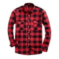 thumbnail image 1 of Wrtxtat Men's Flannel Plaid Shirts Regular Fit Long Sleeve Casual Button Down Shirt Trendy Soft Cotton Lightweight Jacket Tops with Pockets Red XXL, 1 of 4