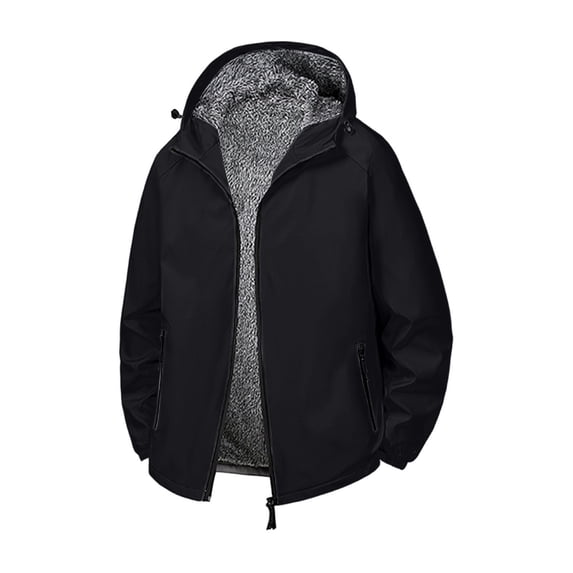 Wrtxtat Men's Fleece Lined Jacket Winter Thermal Heavyweight Hooded Outerwear with Pockets Full Zip Softshell Waterproof Windbreaker Black XXXL