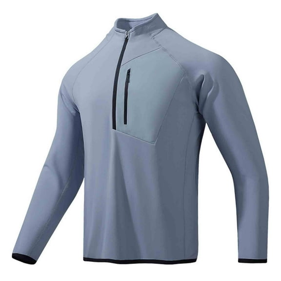 Wrtxtat Men's Half Zip Pullover Fall Winter Polar Fleece Tops Lightweight Breathable Long Sleeve Shirt Outdoor Running Ditness Top Blue M