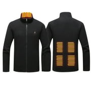 WRTXTAT Men's Heated Jacket Full Zip Mock Neck Outerwear with Pockets Winter Heavyweight 9 Heating Zones USB Rechargeable Coat,Battery Not Included Black XL