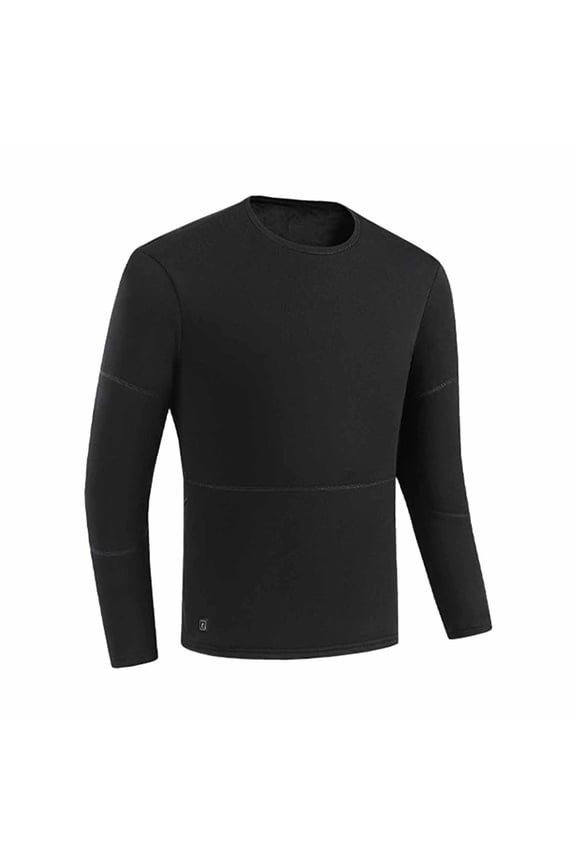 Men's Heated Underwear Shirt Crewneck Pullover 3 Control 22 Heating Zones Slim Fit USB Rechargeable Long Sleeve Tee Shirts Big and Tall Black XXXL