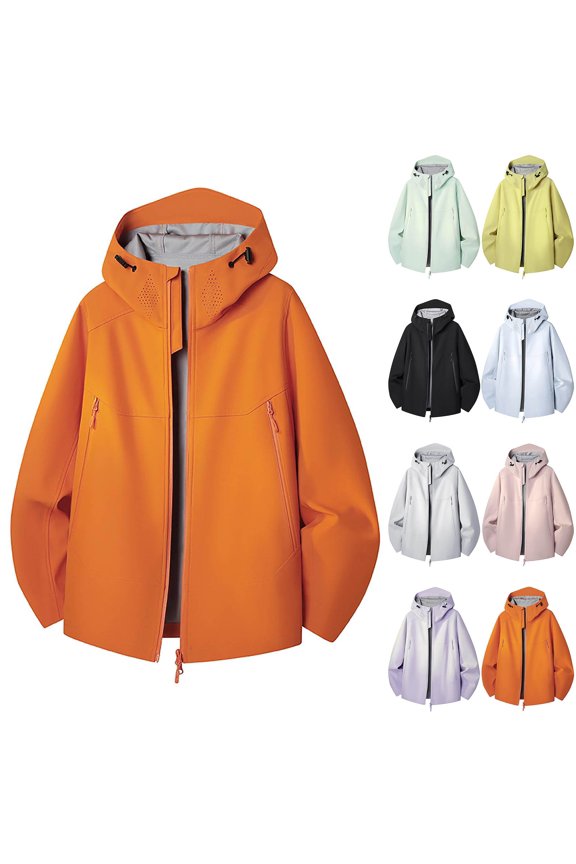 Men's Hiking Cargo Jacket Full Zip Adjustable Drawstring Coats Midweight Relaxed Fit Solid Color Fall Spring Cycling Climbing Outerwear Tops Black M